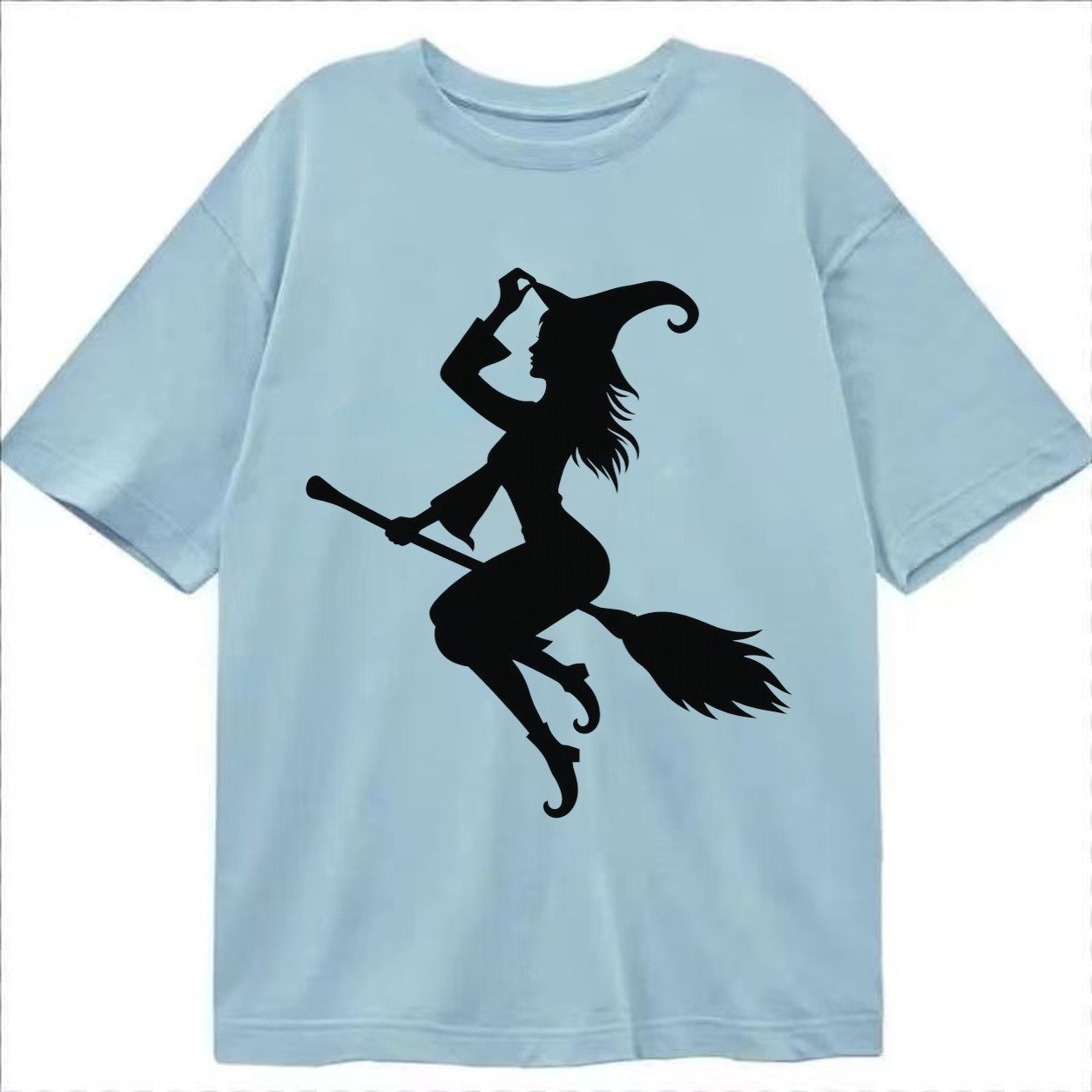 202308151409 Witch On Broom 4 Classic T-shirt – Light Blue