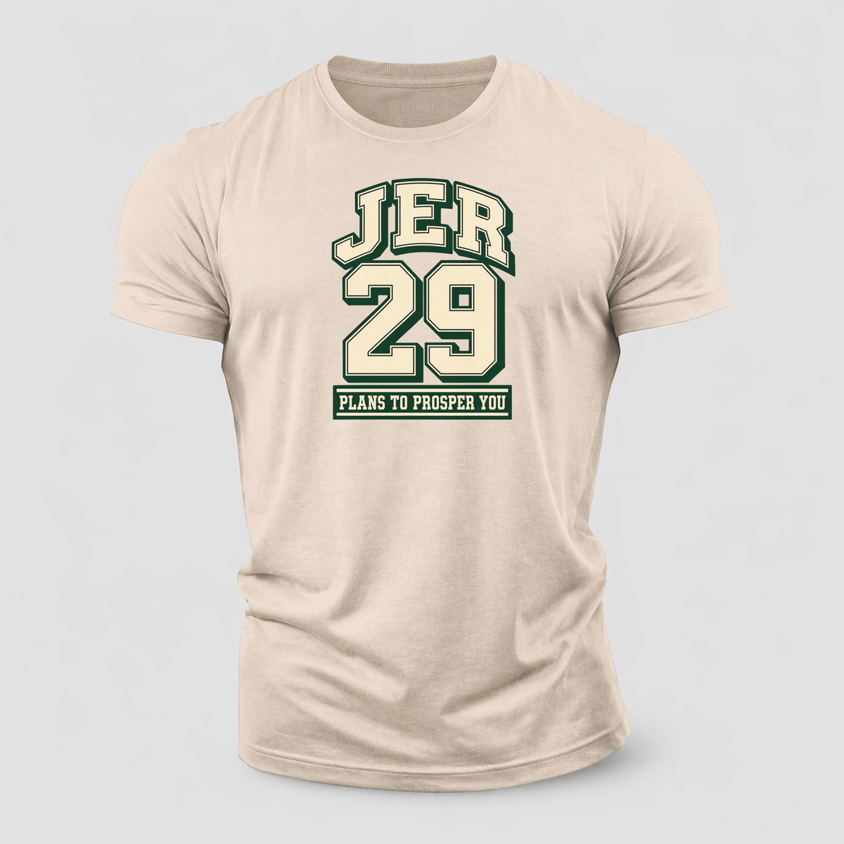 Jeremiah 29 Varsity Chapel Varsity Cotton T-Shirt – Sand