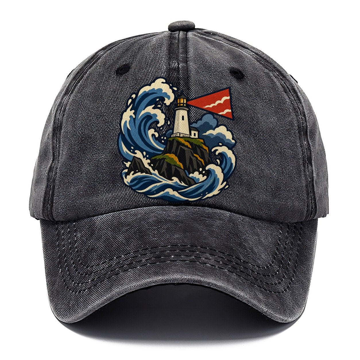 Hebridean Lighthouse And Storm Wave Uk Culture Heritage Classic Cap – Graphite