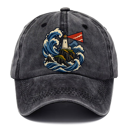 Hebridean Lighthouse And Storm Wave Uk Culture Heritage Classic Cap – Graphite