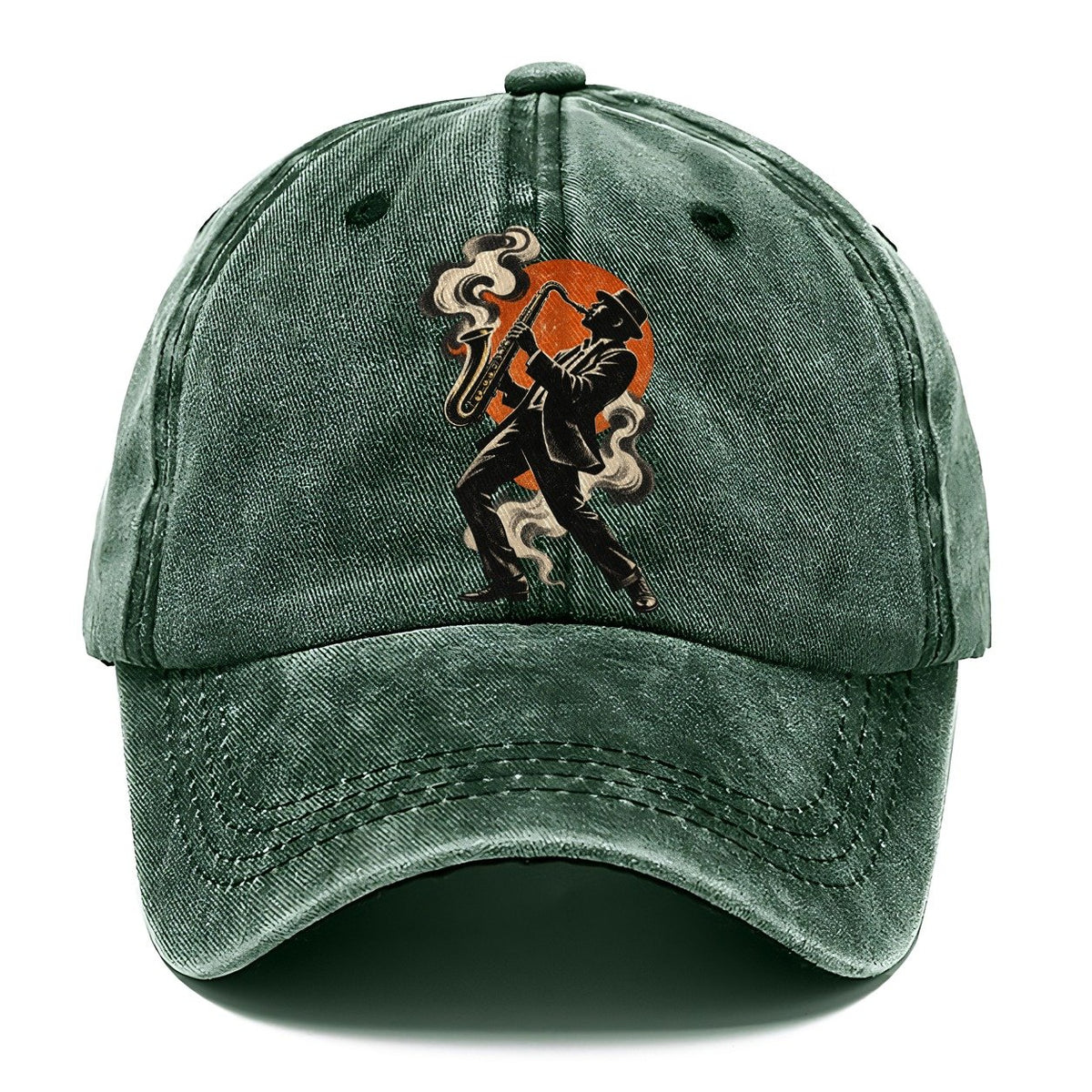 Saxophone Player in Red Moonlight Classic Cap – Forest Mist