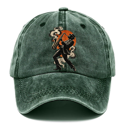 Saxophone Player in Red Moonlight Classic Cap – Forest Mist