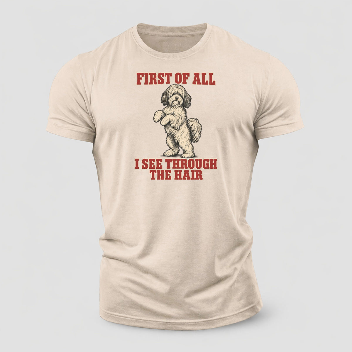 Tibetan Terrier Dog Declarations Cotton T-Shirt – Sand