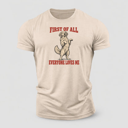 Golden Retriever Dog Declarations Cotton T-Shirt – Sand