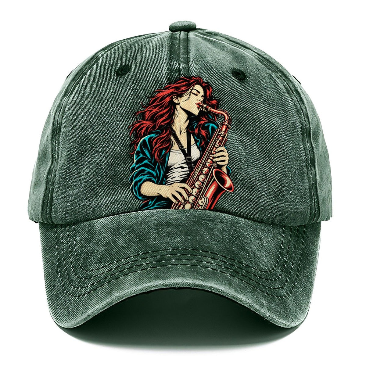 Red-Haired Saxophonist Classic Cap – Forest Mist