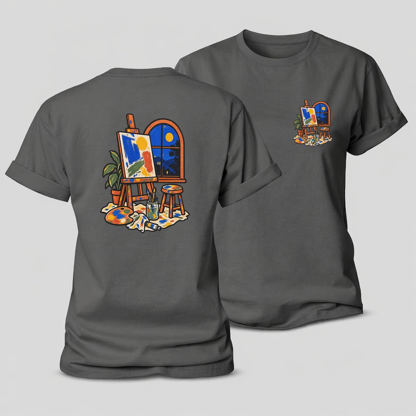 Easel At Dusk Clay Color Makers Women's Cotton T-Shirt – Grey