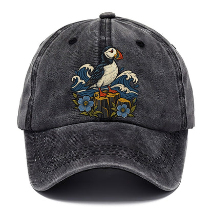 Causeway Coast Puffin And Flax Flowers Uk Culture Heritage Classic Cap – Graphite