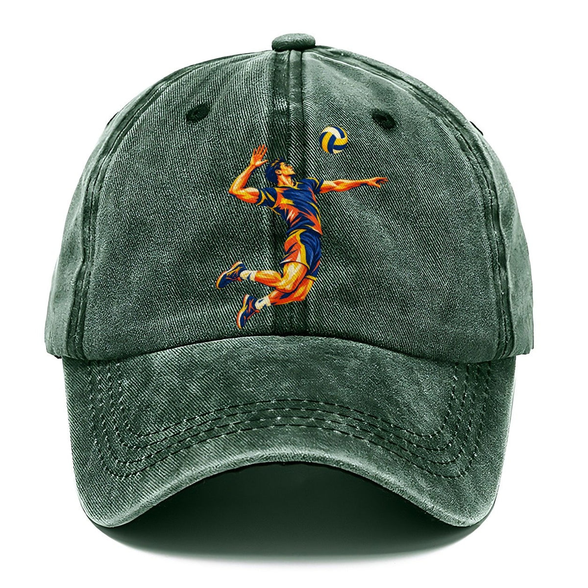 Leaping Volleyball Player Spike Classic Cap – Forest Mist