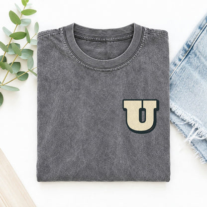 Initial U Left Chest Vintage T-shirt – Grey