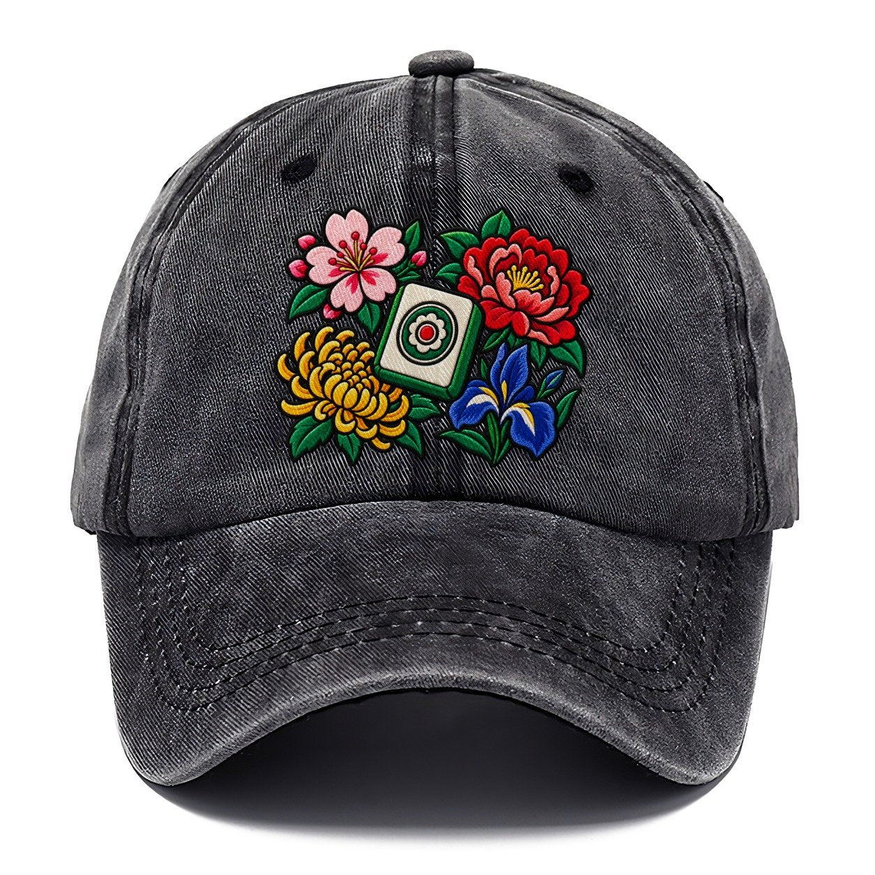 Flower Season Mahjong Game Night Classic Cap – Graphite