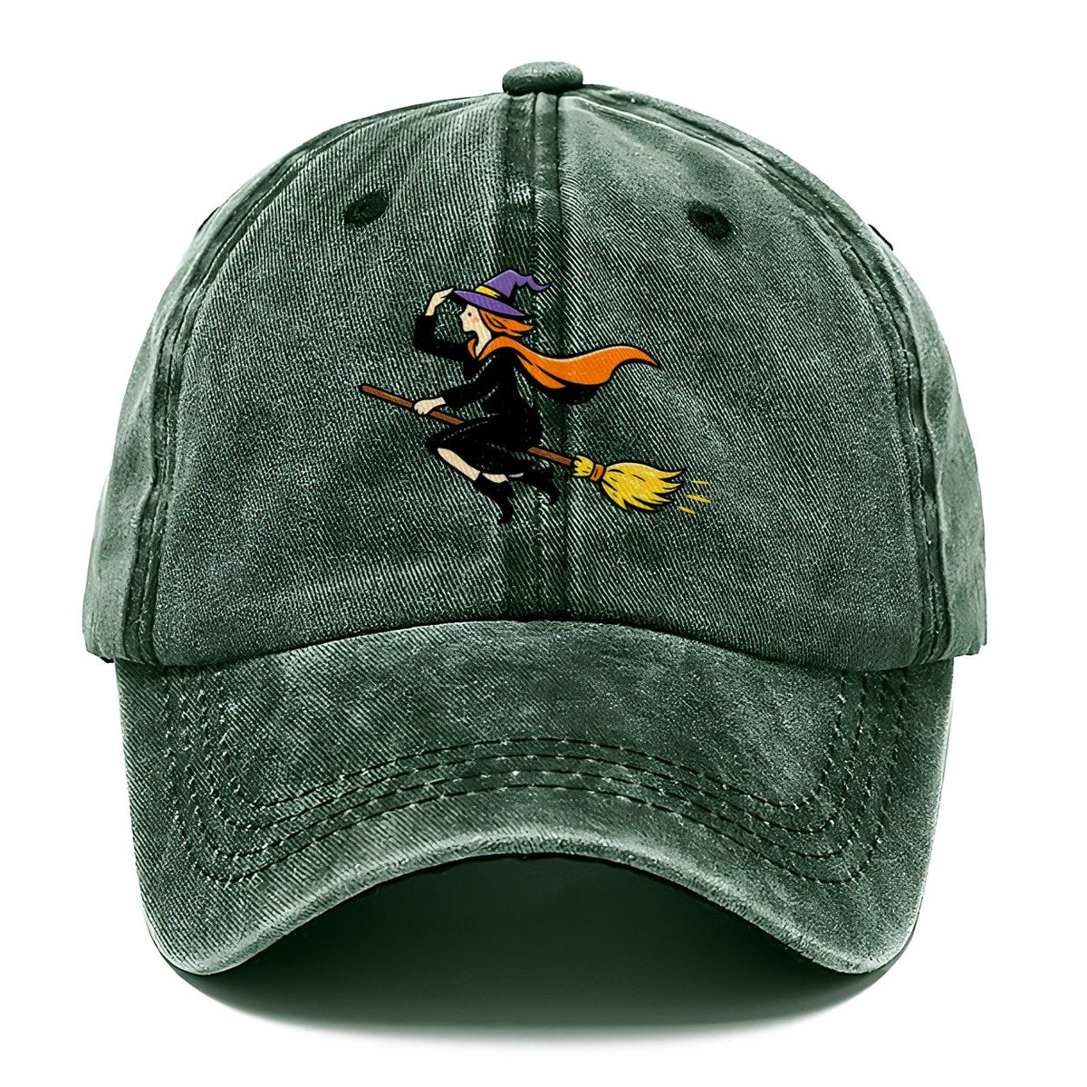 Flying Witch on Broomstick Classic Cap – Forest Mist