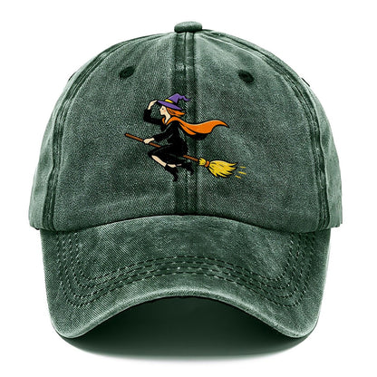 Flying Witch on Broomstick Classic Cap – Forest Mist