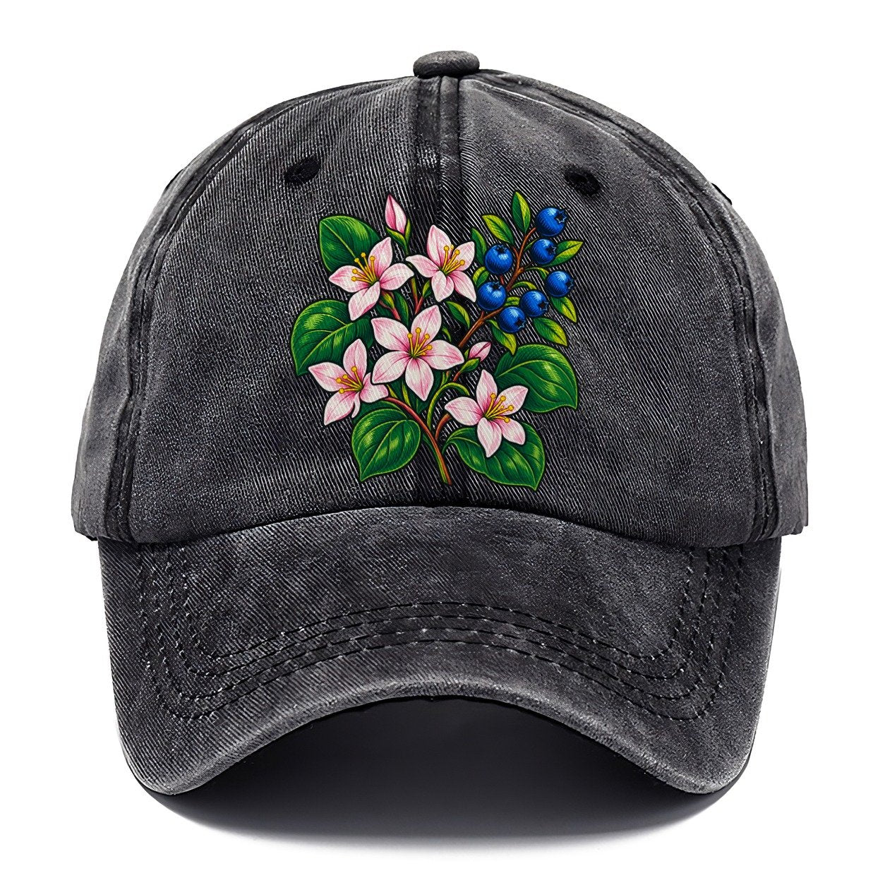 Nova Scotia Mayflower And Wild Blueberries Canada Cultural Icons Classic Cap – Graphite