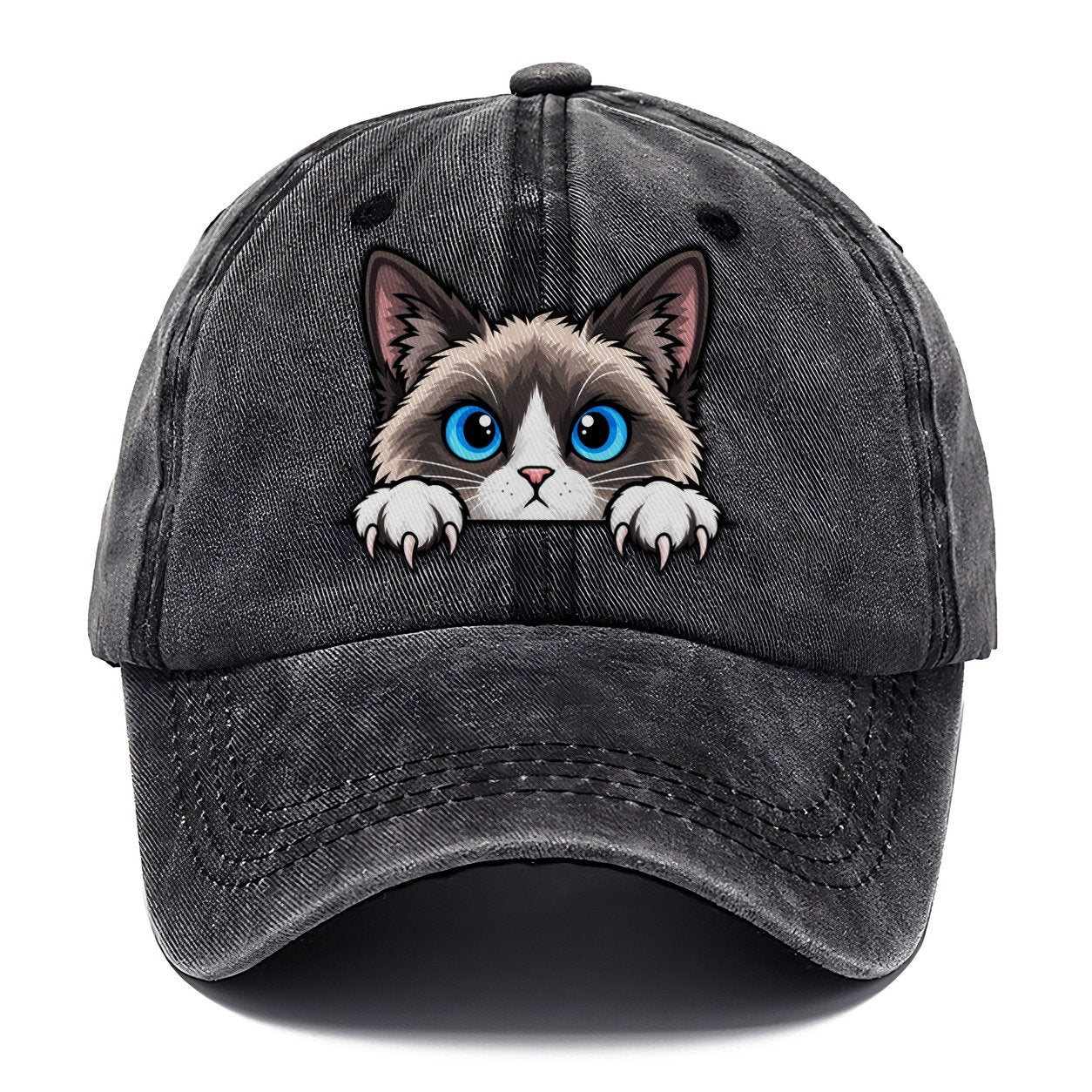 Snowshoe Cat Peeking Peeking Cats Classic Cap – Graphite