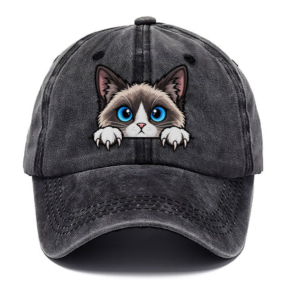 Snowshoe Cat Peeking Peeking Cats Classic Cap – Graphite