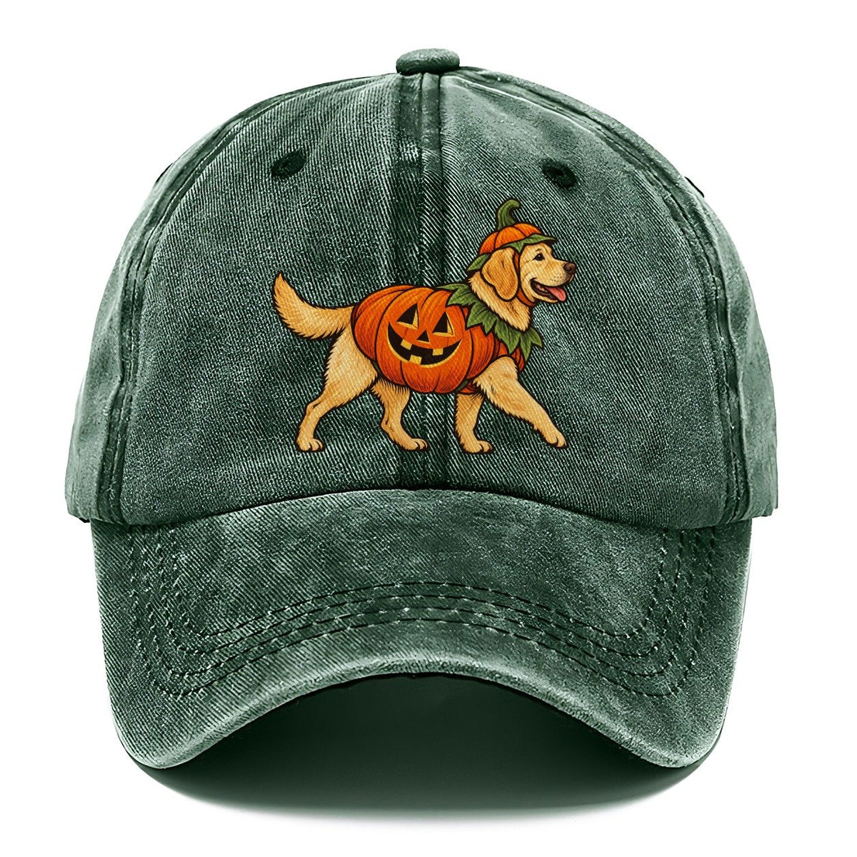 One Labrador Retriever In Halloween Costume Jack O Lantern Pumpkin Costume With Carved Smile Halloween Dog Parade Classic Cap – Forest Mist