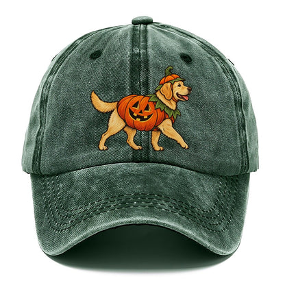 One Labrador Retriever In Halloween Costume Jack O Lantern Pumpkin Costume With Carved Smile Halloween Dog Parade Classic Cap – Forest Mist