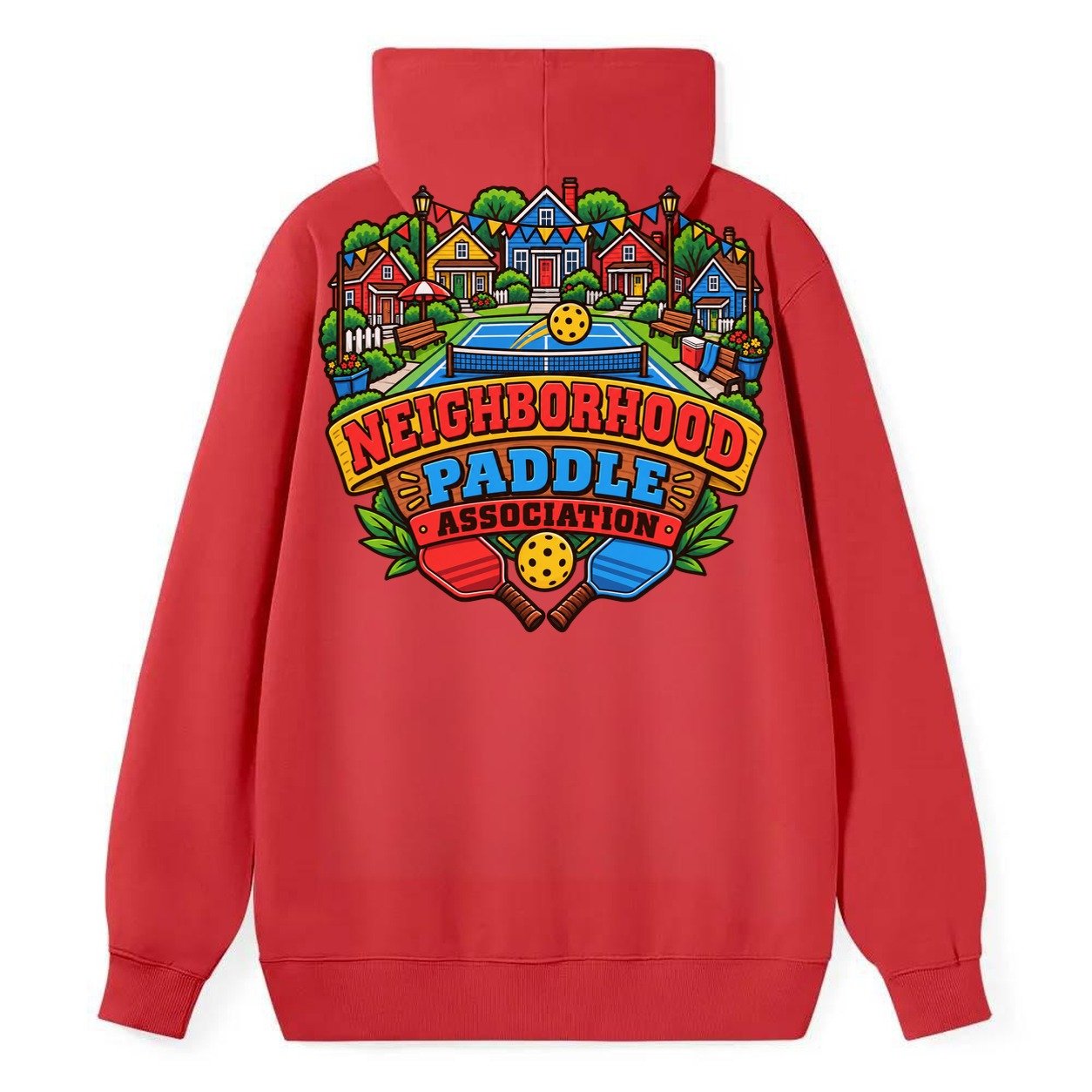 Neighborhood Paddle Association Pickleball Life Classic Pullover Hoodie – Red