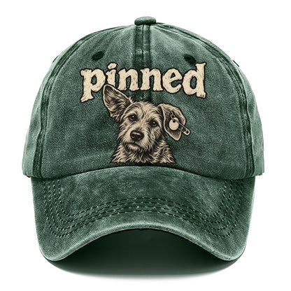 A Scruffy Dog Head With A Safety Pin Through The Ear Tag Bark For Me Classic Cap – Forest Mist