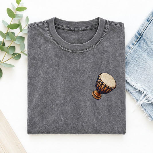 Djembe Rope Goblet Left Chest Thread Signatures II Left Chest Vintage T-shirt – Grey