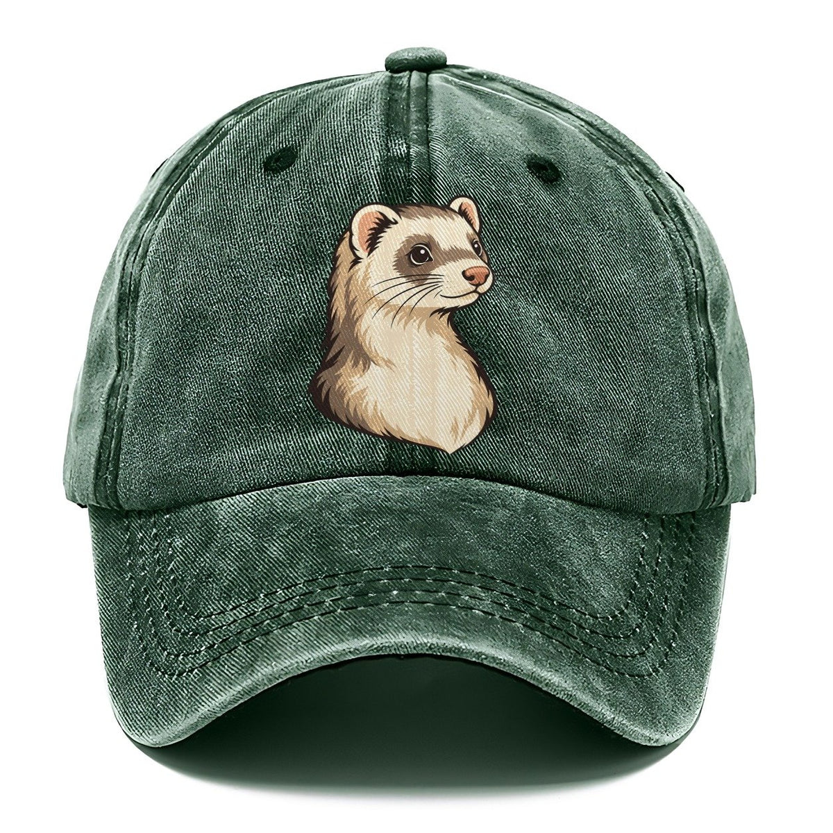 Ferret Cream Portrait Small Pet Logos Classic Cap – Forest Mist