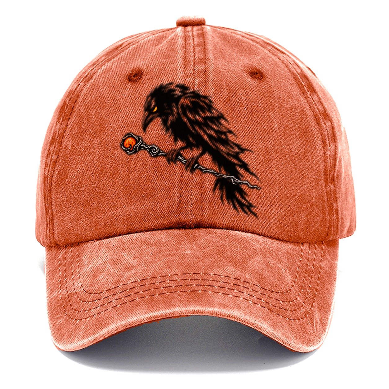 Raven Perched On A Wand Witch Magic Classic Cap – Terracotta Clay
