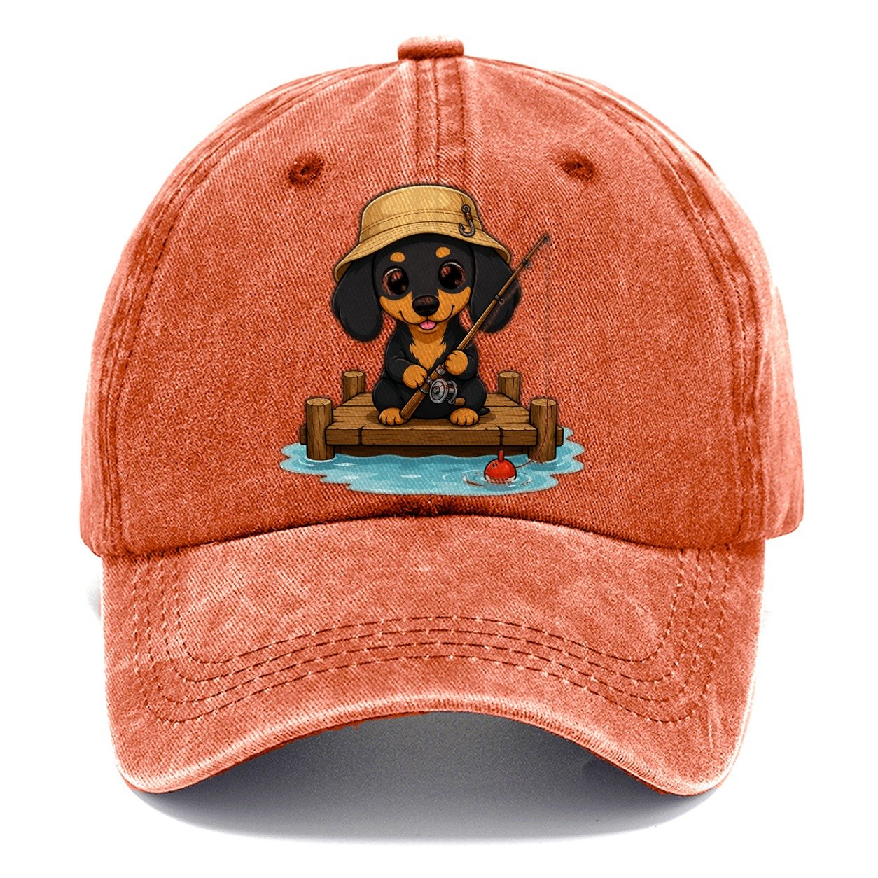 Dachshund Fishing Dock Classic Cap – Terracotta Clay