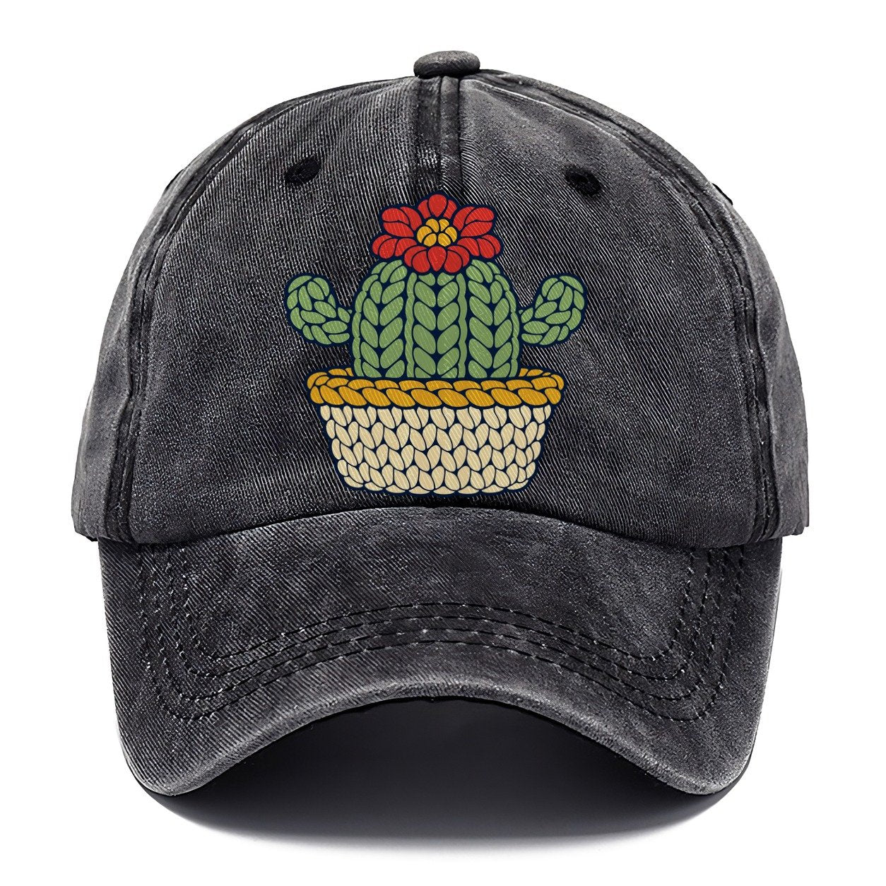 Crocheted Cactus Yarn Crafts Classic Cap – Graphite
