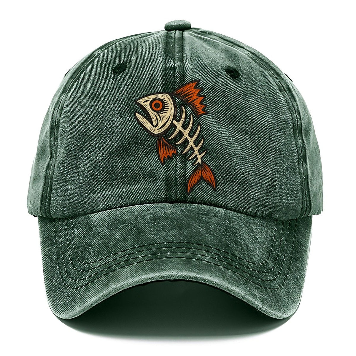 Fish Head Skeleton Classic Cap – Forest Mist