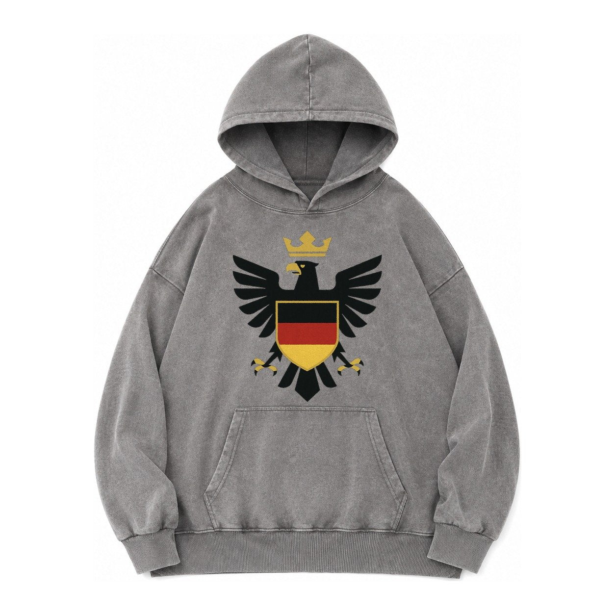 Germany Eagle Emblem Vintage Washed Hoodie – Grey