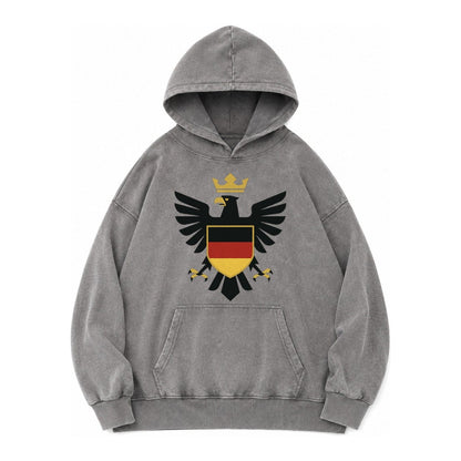 Germany Eagle Emblem Vintage Washed Hoodie – Grey