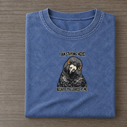 I Am Staying Here Feral Logic Vintage T-shirt – Washed Blue