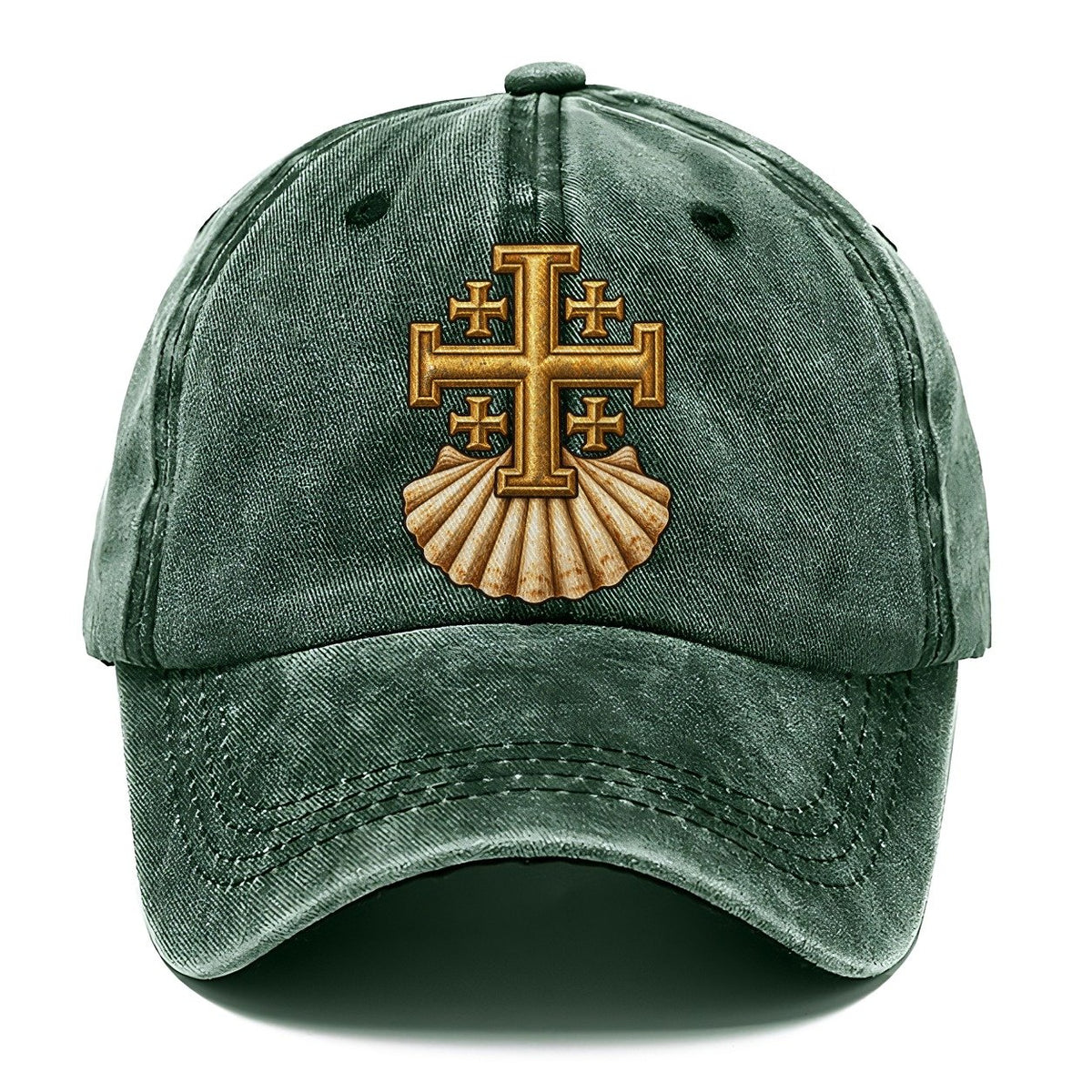 Jerusalem Cross Scallop Shell Fan Favorites Classic Cap – Forest Mist