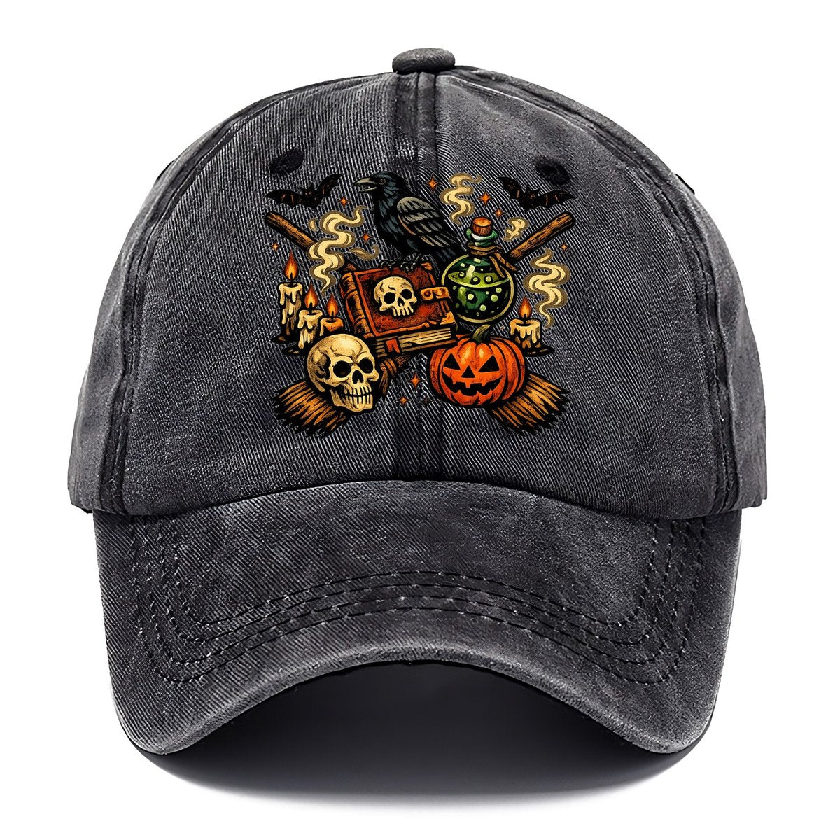Vintage Witch Spellbook Raven Classic Cap – Graphite