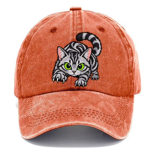Silver Tabby Stalking Peeking Cats Classic Cap – Terracotta Clay