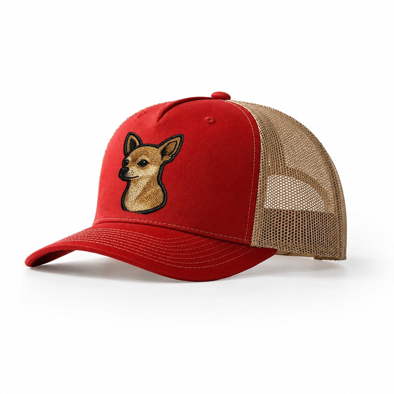 Chihuahua Logo Trucker Hat – Red-Khaki
