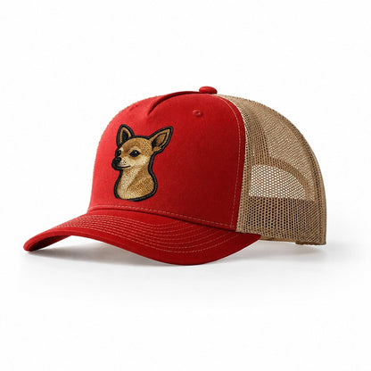 Chihuahua Logo Trucker Hat – Red-Khaki
