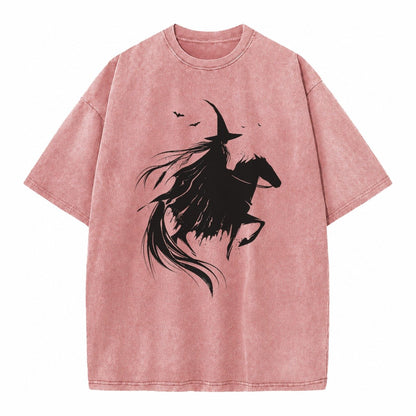 Witch On Horse Vintage T-shirt – Dusty Rose