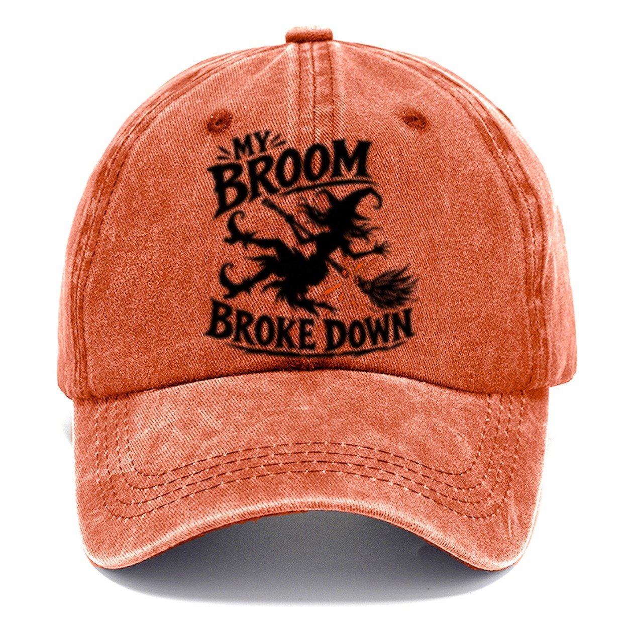 My Broom Broke Down Slogan Witch Magic Classic Cap – Terracotta Clay