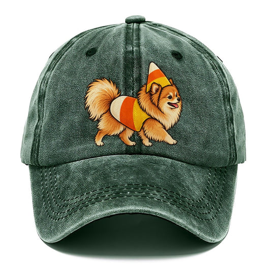 One Pomeranian In Halloween Costume Candy Corn Costume Tri Color Pointed Cone Halloween Dog Parade Classic Cap – Forest Mist