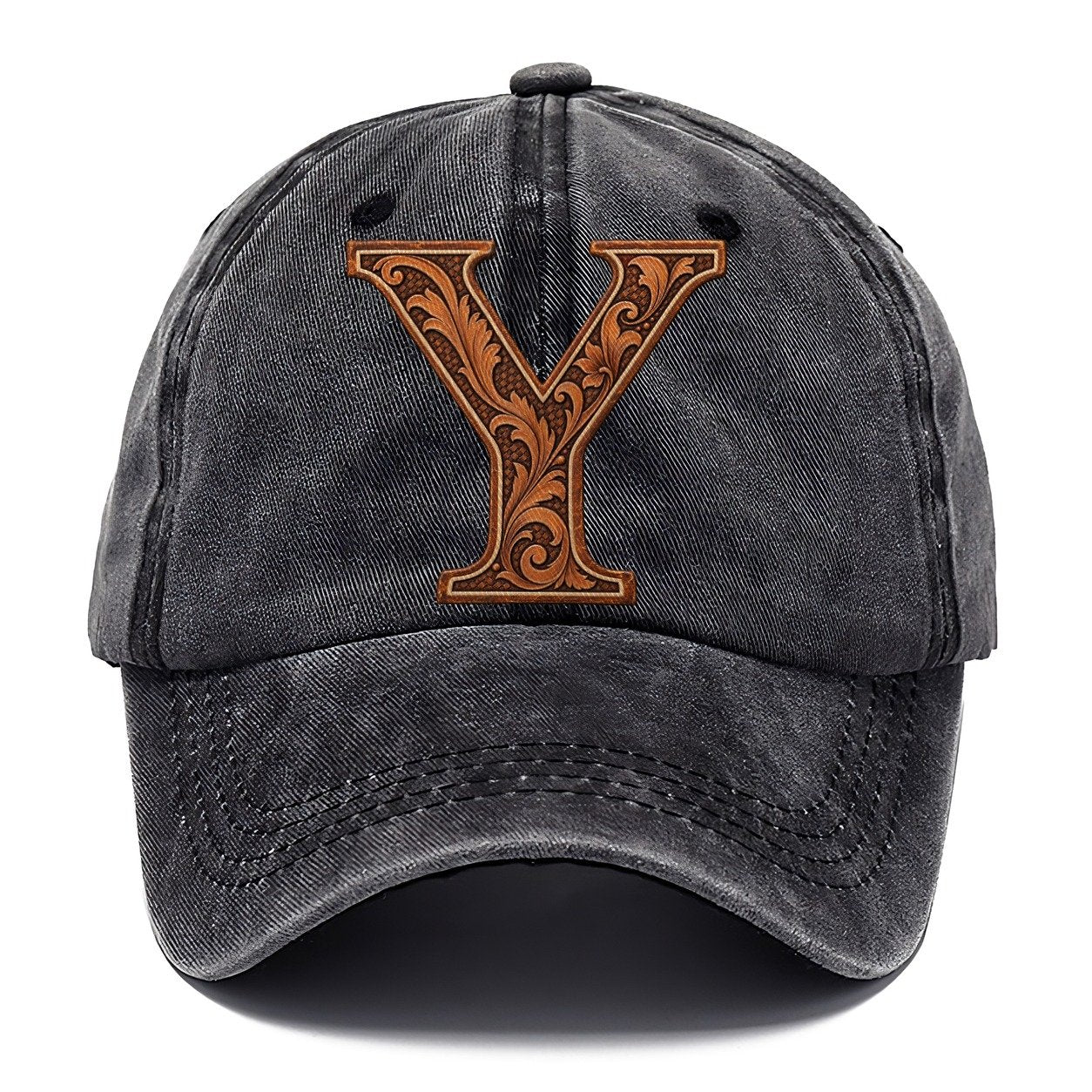 Tooled Leather Y Monogram Classic Cap – Graphite
