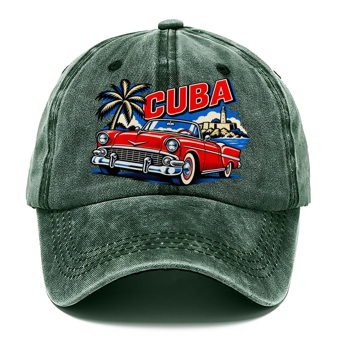 Cuba Pop Art Badge Classic Cap – Forest Mist