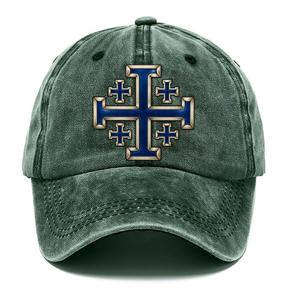 Jerusalem Cross Blue Enamel Character Club Classic Cap – Forest Mist