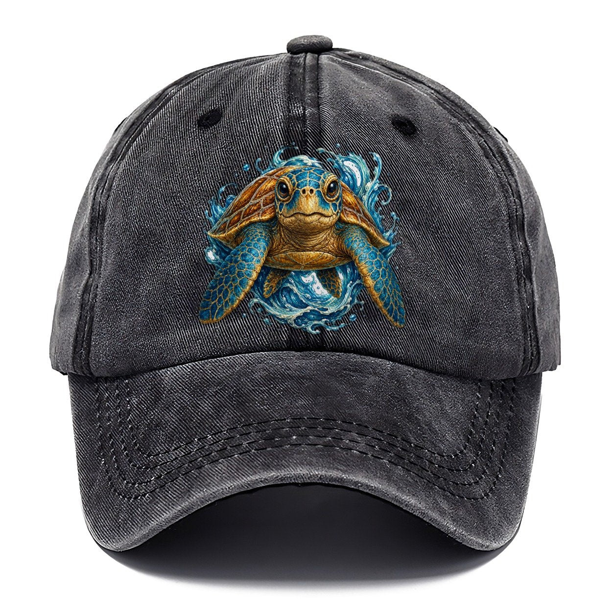 Ornate Sea Turtle Waves Classic Cap – Graphite