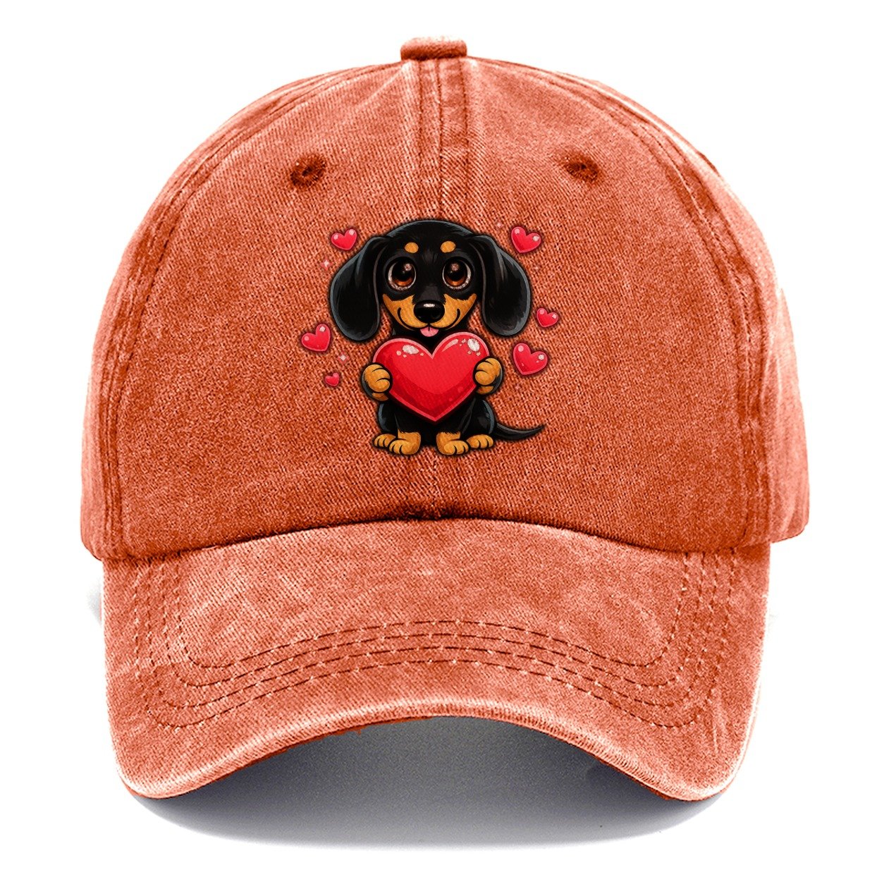 Dachshund Valentine Card Hearts Classic Cap – Terracotta Clay