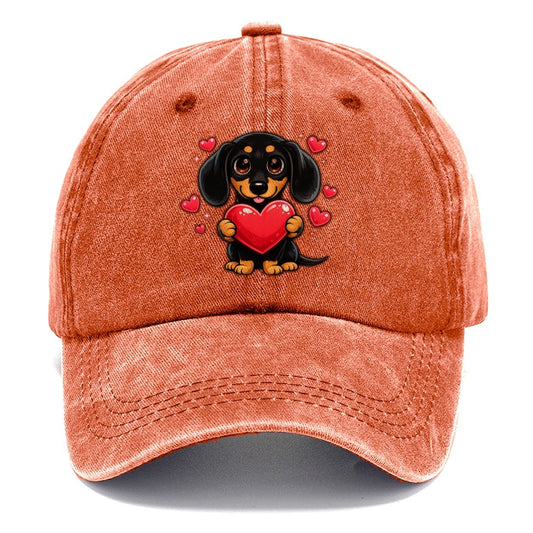 Dachshund Valentine Card Hearts Classic Cap – Terracotta Clay