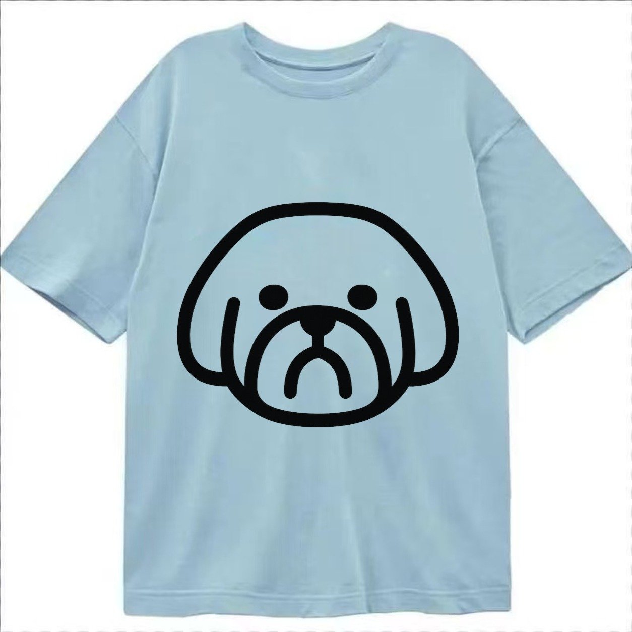 Shih Tzu Minimalist Fluffy Design With Strong Black Border Classic T-shirt – Light Blue