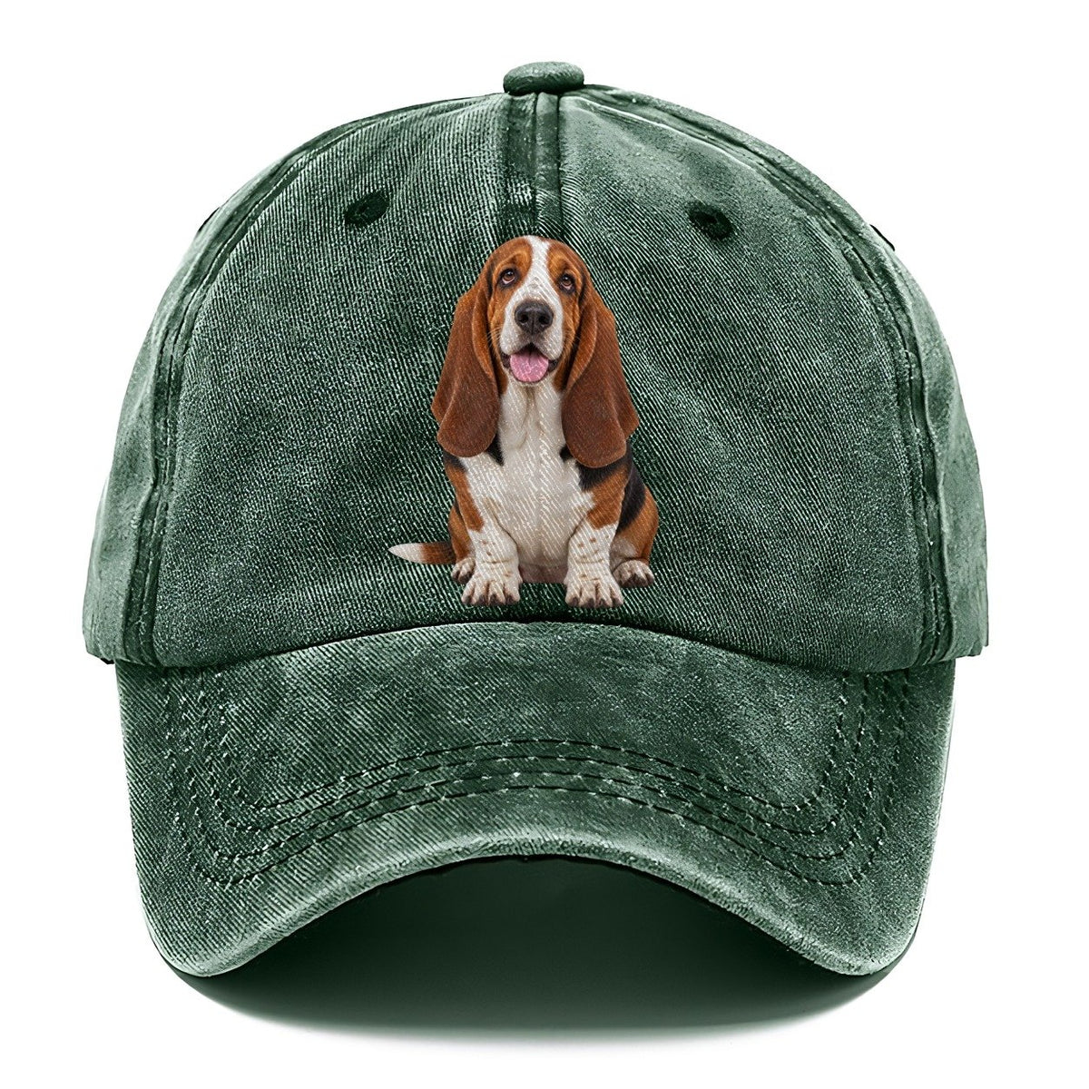 Basset Hound Sitting Top Breeds Classic Cap – Forest Mist