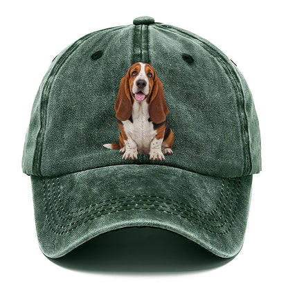 Basset Hound Sitting Top Breeds Classic Cap – Forest Mist