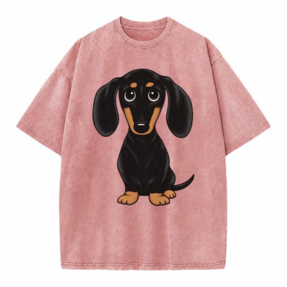 Vintage Style Dachshund Print Vintage T-shirt – Dusty Rose
